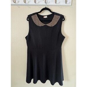 Maison Jules Women's Dress Fit & Flare Black Beaded Yoke Size XL Solid Black